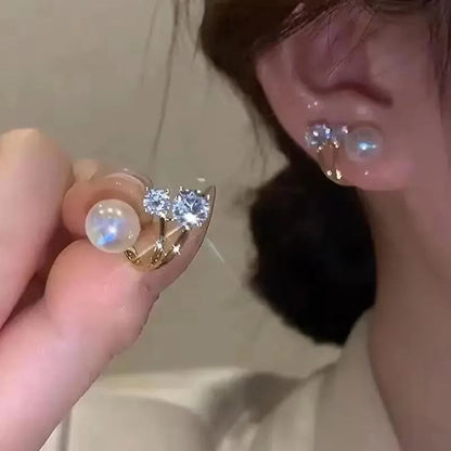 925 Silver Needle Korean Fashion Zircon Geometric Earrings For Women Jewelry 2026 Trending Luxury Crystal Cross Stud Earrings Good Vibrations