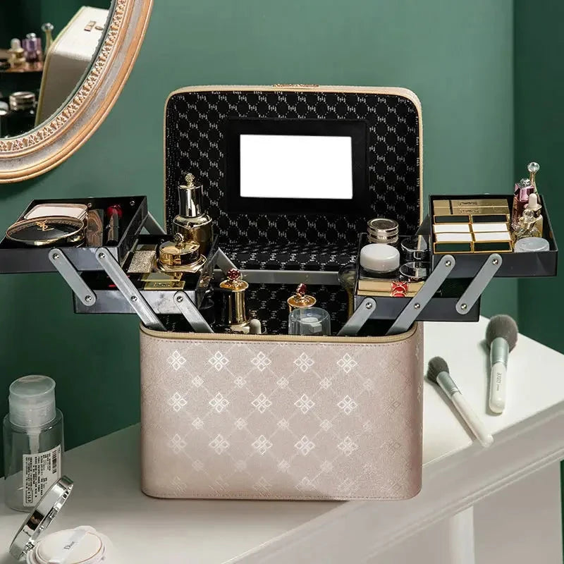 2025 New Fashion Professional Makeup Bag Women Cosmetic Case Female Korean Make Up Storage Organizer Box Fashion Large Good Vibrations