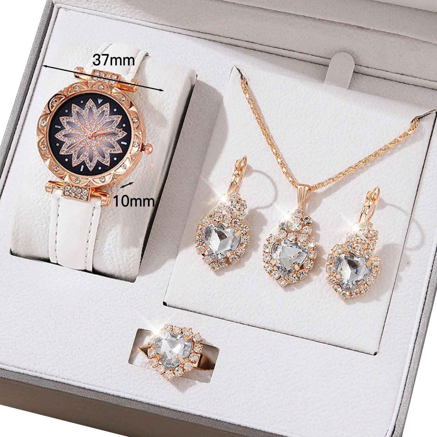 Watches Sets Gifts for Women Crystal Bling Wristwatch Jewelry Kit Gift for Mom Wife Girlfriend Good Vibrations Adult Super Store