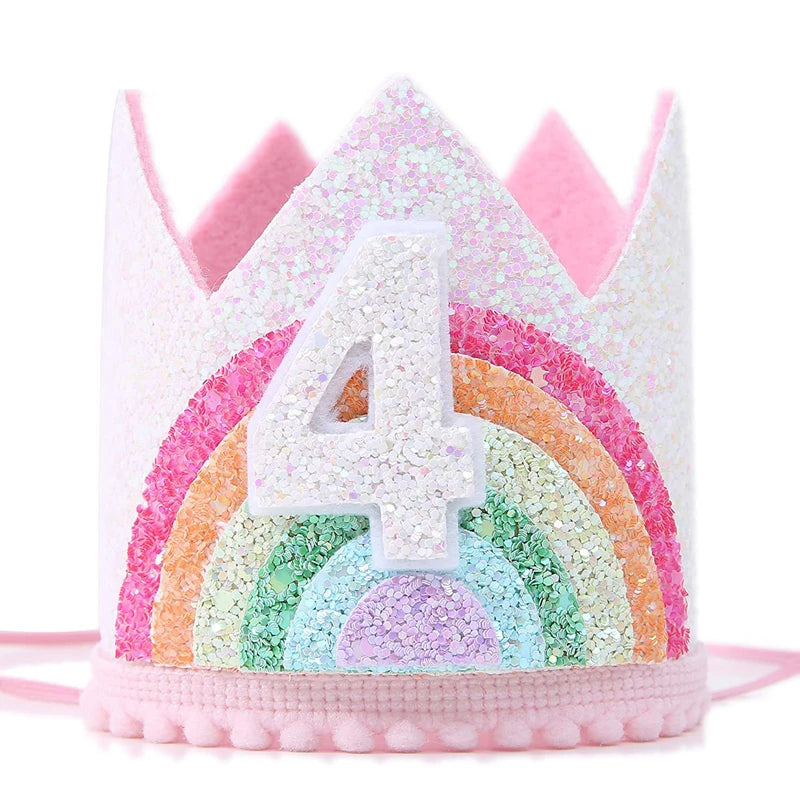 1st Birthday Party Decor Hat Kids 1 2 3 Year Happy Birthday Boy Girl Crown Hat First Happy Birthday Party Baby Shower Decoration Good Vibrations