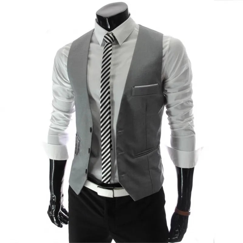 2023 New Arrival Dress Vests For Men Slim Fit Mens Suit Vest Male Waistcoat Gilet Homme Casual Sleeveless Formal Business Jacket Good Vibrations