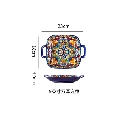 Ceramic Tableware Set Rice Bowl Serving Plate Creative Cutlery Soup Plate Noodle Handle Bowl Sauce Dish Steak Salad Fruit Plate Good Vibrations
