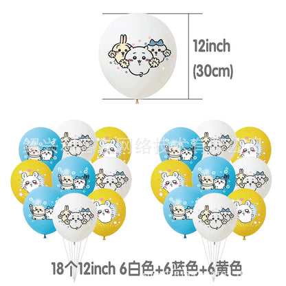 yiji Birthday Party Supplies Set Cartoon Tableware Decorations with Balloons Plates Cups Banner Cake Toppers Kids Gift Good Vibrations