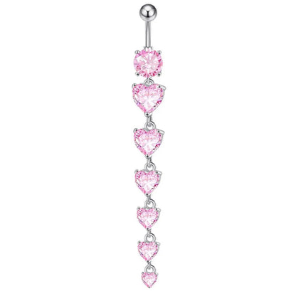 Fashion Pink Crystal Crown Belly Button Rings Stainless Steel Long Pendant Butterfly Heart Navel Piercing for Women Jewelry Good Vibrations Adult Super Store