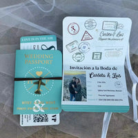 30/55pcs Sage Green Invitation, Custom Paper Passport Tickets Invite Cards With Acrylic Plane, Travel Wedding Theme Template Good Vibrations