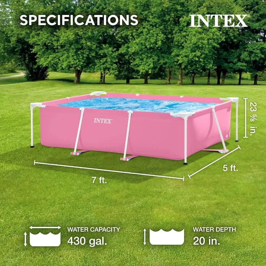 28266EH 7'L x 5'W x 235 8H Rectangular Metal Frame Above Ground Outdoor Backyard Swimming Pool with 439 Gallons Water Capacity Good Vibrations