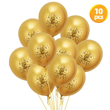 Eid Mubarak Balloons 2024 Ramadan Decorations for Home Moon Star Foil Balloon Muslim Aid Moubarak Kareem Festival Party Supplies Good Vibrations