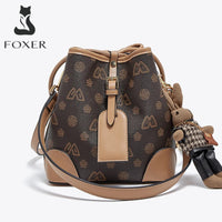 FOXER Women Small Fashion Crossbody Bag Bucket Shoulder Handbag Purse for Lady Gift for Wife Girlfriend Good Vibrations