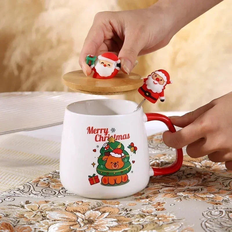 Christmas gift Ceramic mug gift box ceramic mug  mug with lid with spoon Mug set cup cup Coffee cup Christmas cup Good Vibrations