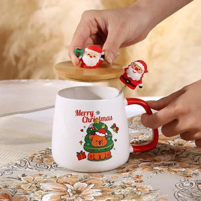 Christmas gift Ceramic mug gift box ceramic mug  mug with lid with spoon Mug set cup cup Coffee cup Christmas cup Good Vibrations