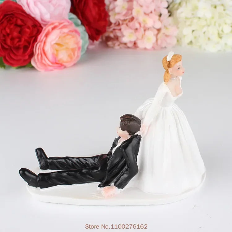 Funny Wedding Cake Toppers Dolls Romantic Bride And Groom Figurines Stand Topper Decoration Supplies Marry Resin Figurine Good Vibrations