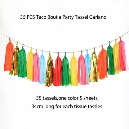 Mexican Pinata Happy Birthday Banners Party Decorations Rainbow Tassel Garlands Flags Table Runner Cinco De Mayo Party Supplies Good Vibrations