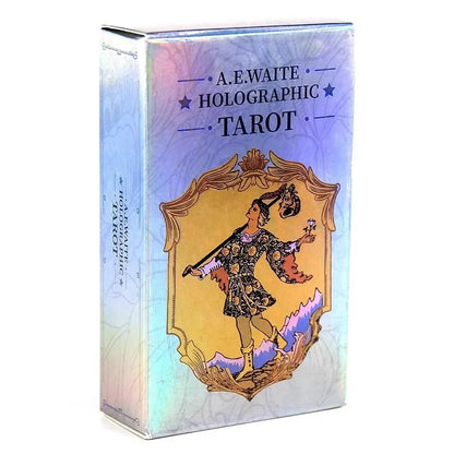 10.3*6cm Rainbow Holographic Tarot Deck, Tarot Cards With Guidebook Set, Divination Board Game Tarot Kit for Beginners Good Vibrations