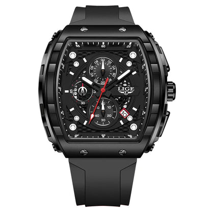 LIGE Top Brand Men's Watches Luxury Square Quartz Wristwatch Waterproof Luminous Chronograph Watch for Men Date Clock Good Vibrations