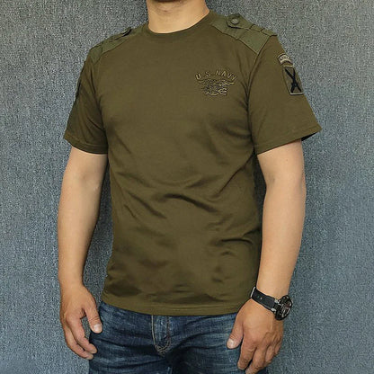 Army Tactical T-shirt Men's Spring Autumn Long Sleeve Military T Shirt Combat Clothes Uniform Tops Round Neck Cotton Tee 4XL Good Vibrations