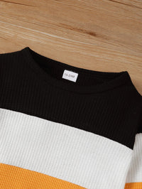 2PCS Kids Boy Clothing Set Fashion Color Block Long Sleeve Top+Pants Spring&Autumn Handsome Sports Outfit for Children 1-6 Years Good Vibrations