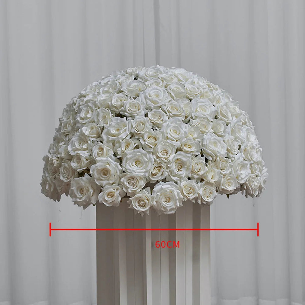 70/60/40/30CM White Rose Flower Ball Wedding Table Centerpieces Floral Ball Arrangement Event Party Banquet Props Window Display Good Vibrations