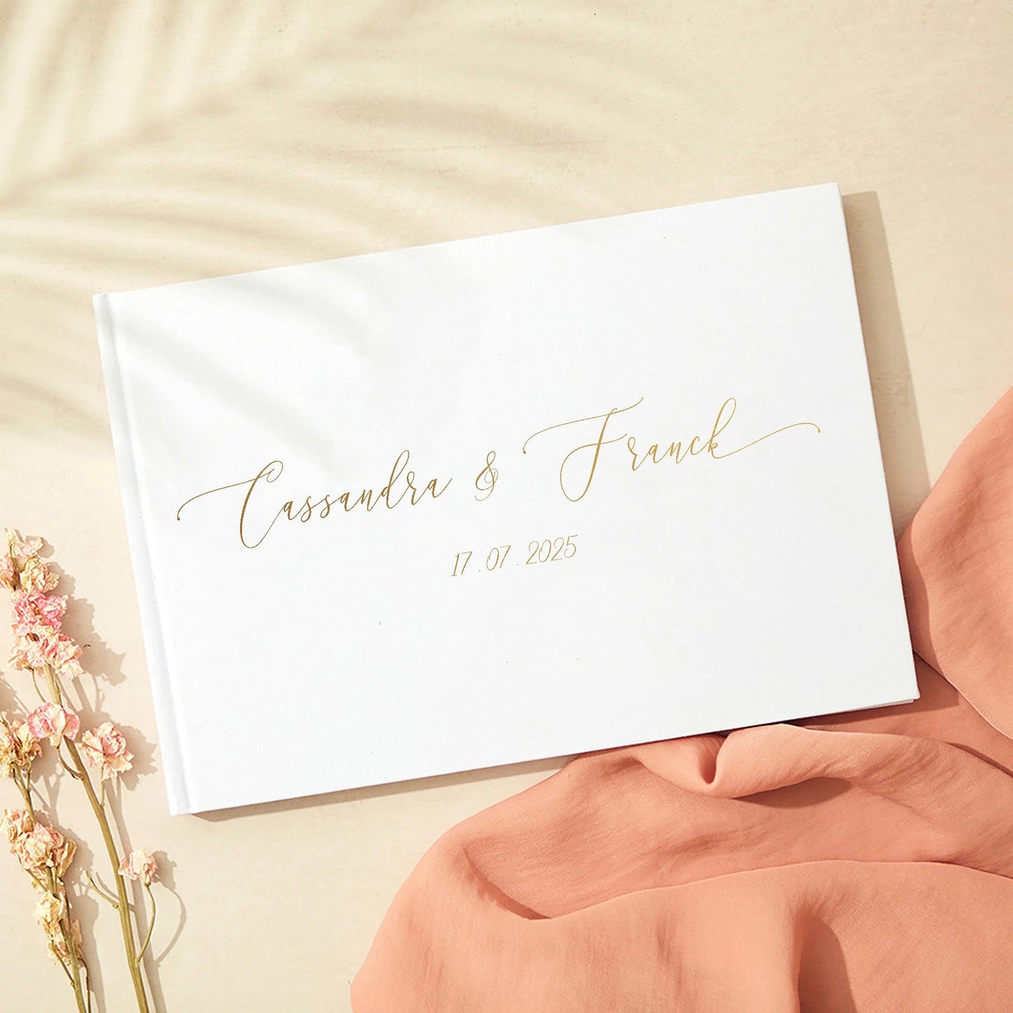 Personalized Guest Book for Wedding Noble Message Photo Album Simple Elegant Horizontal Wedding Reception Signing Book Good Vibrations