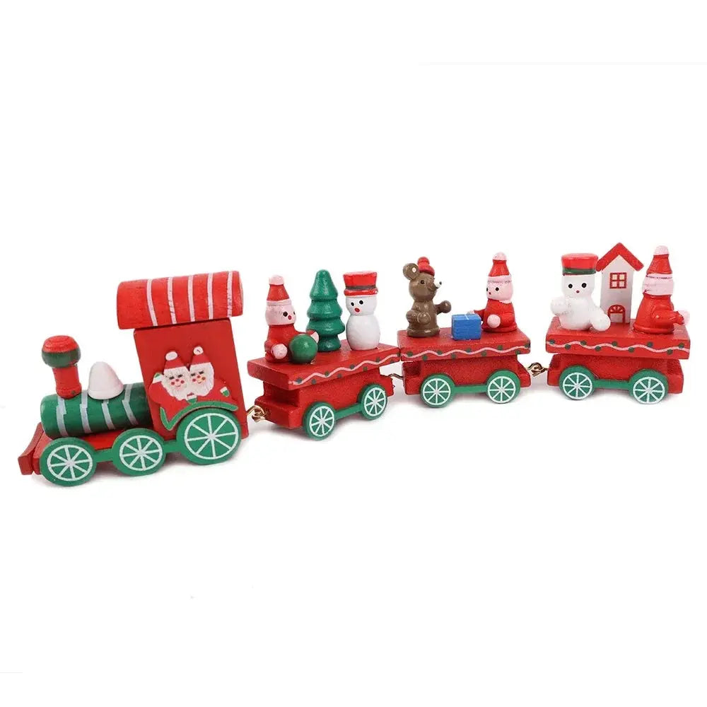 Christmas Train Painted Wooden Plastic  Mini Christmas Tree Train Christmas Decorations Festival Party Xmas Table Top Ornament Good Vibrations