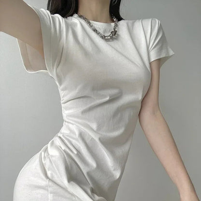 White Dresses for Women 2025 Woman Dress Clothes Midi X New in Chic and Elegant Pretty Cheap Casual Y2k Outfits Harajuku Cotton Good Vibrations