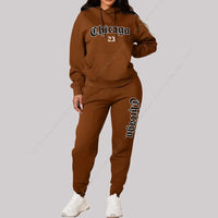 Women's Sets Hoodies Pants 2 Piece Outfits Aesthetic Sportswear Sweatsuit Chicago Graphic Letter Print Plus Size Pink Tracksuit Good Vibrations