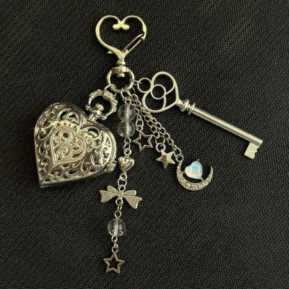Original Hollow Heart Pocket Watch Chain keychain Design Steampunk Clock Vintage Necklace Pendant Jewelry Watch Men Women Gift Good Vibrations