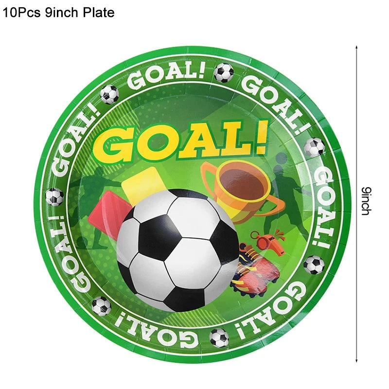 Soccer Party Disposable Tableware Paper Plates Cups Napkins Tablecloth Kids Boys Football Birthday Party Decoration Supplies Good Vibrations