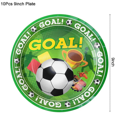 Soccer Party Disposable Tableware Paper Plates Cups Napkins Tablecloth Kids Boys Football Birthday Party Decoration Supplies Good Vibrations