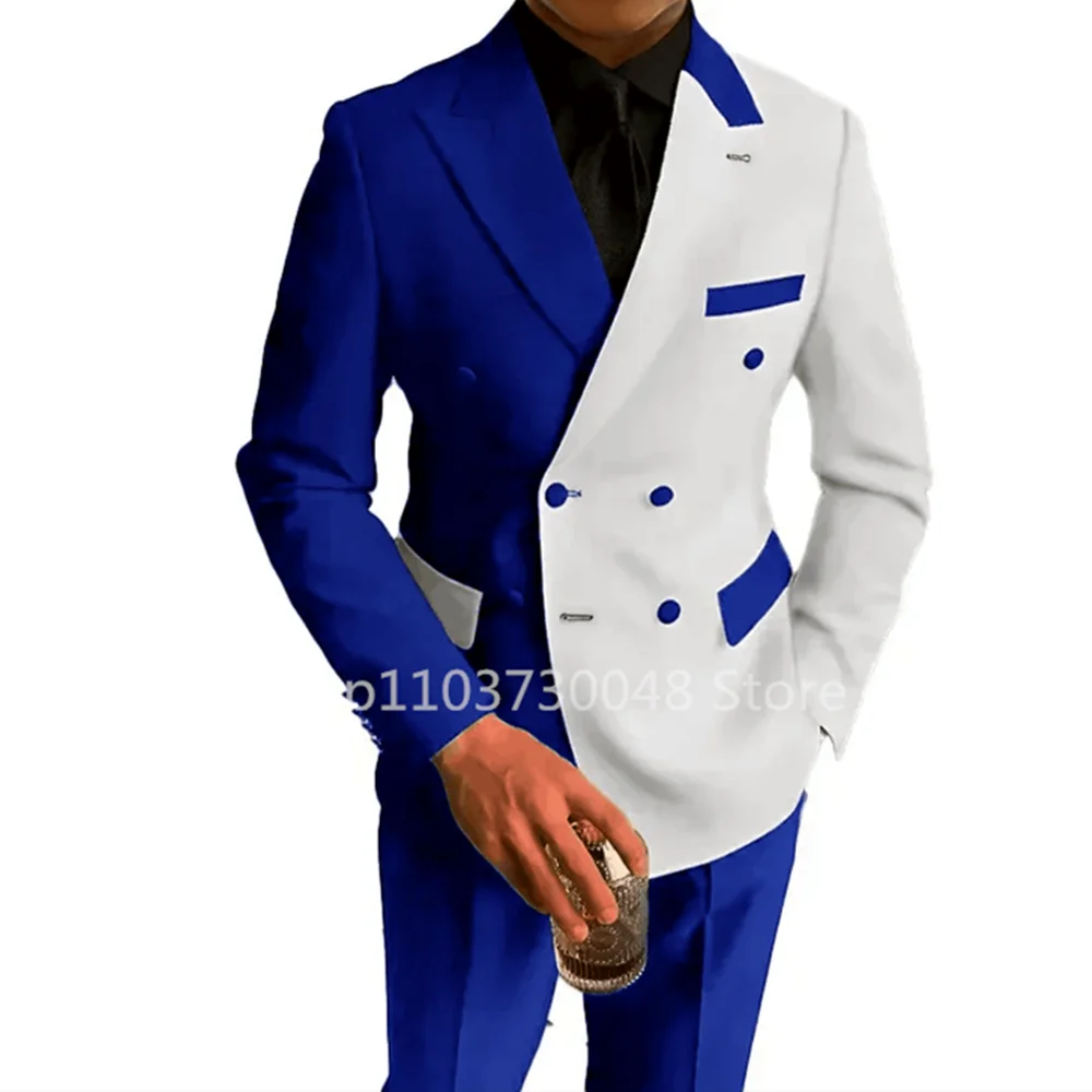 Fashion Style 2 Piece Wedding Men Suits Slim Fit Double Breasted Blazer Pants Formal Business Groom Wear Tuxedos Costume Homme Good Vibrations