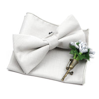 Mens Wedding Bowtie Brooch Set Romantic Solid Color Bamboo Fiber Bowknot Flower Lapel Pin Blue Pink Cravat Suit Shirt Accessory Good Vibrations