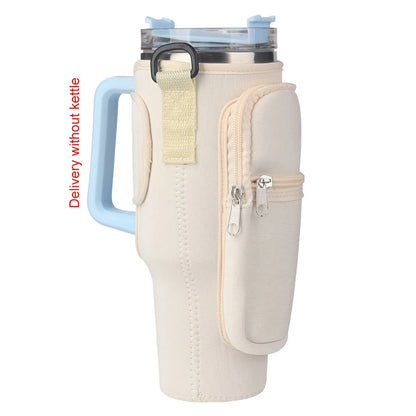 Portable Water Bottle Carrier Bag with Phone Pocket for Stanley 40oz Tumbler with Handle Neoprene Water Bottle Holder Pouch Good Vibrations