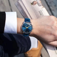 Fashion Male Clock Mens Casual Wristwatch Elegant Blue Quartz Leather Strap Watches Clock Gift Masculino Relogio Reloj Hombre Good Vibrations
