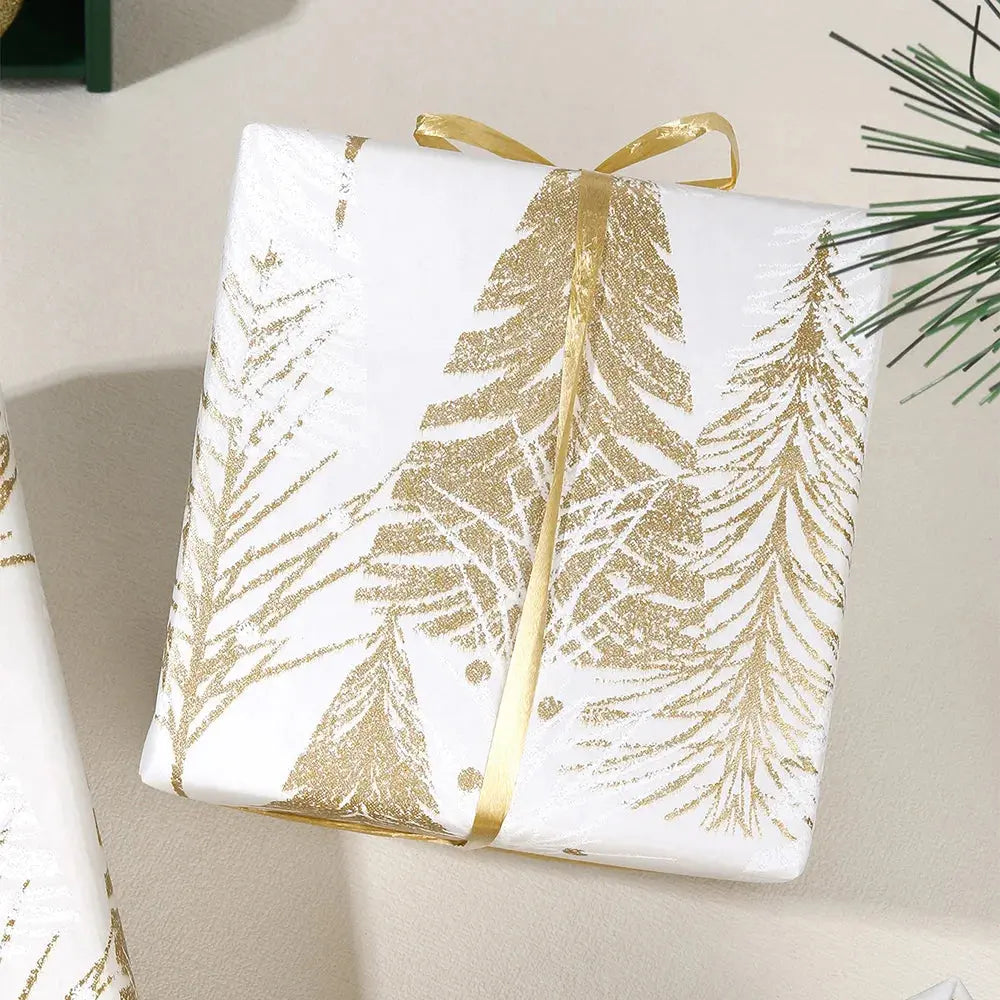 1roll Gift Wrapping Paper Christmas Gift Wrapping Paper ChristmasTree Pattern Handmade Paper Flower Bouquet Packaging Paper Good Vibrations
