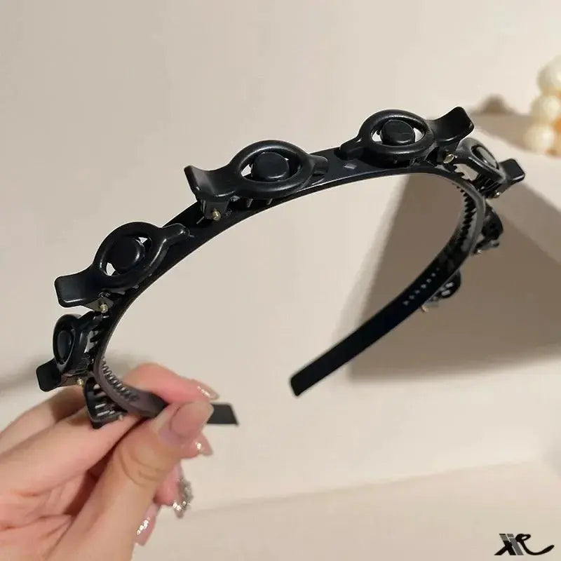 Fashion Women Girls Non-Slip Hair Bands With Clips Double Layer Headbands Hairstyle Bezel Hair Hoop Hair Accessories Headwear Good Vibrations