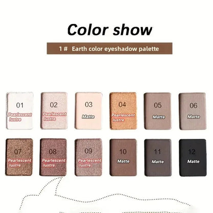 Professional 12 Colors Eyeshadow Palette Natural Shimmer Matte Nudes Cosmetic Eye Makeup Plate for Makeup Artists Good Vibrations