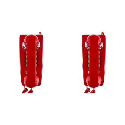 ELECT-2X Wall Phones For Landline With Mechanical Ringing, Single Line 2554 Wall Telephone With Voicemail Indicator,Red Good Vibrations