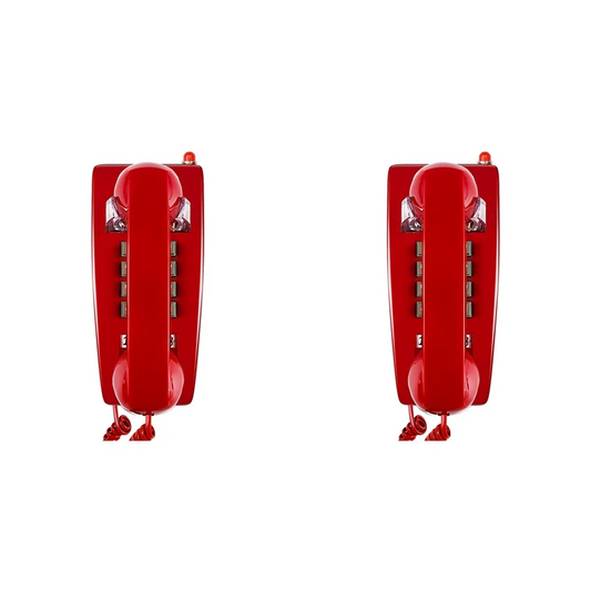 ELECT-2X Wall Phones For Landline With Mechanical Ringing, Single Line 2554 Wall Telephone With Voicemail Indicator,Red Good Vibrations