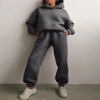 Women Two Piece Sets Tracksuit 2022 Autumn Casual Solid Long Sleeve Hoodie Sweatshirts Female Fashion Oversized Trouser Suits Good Vibrations