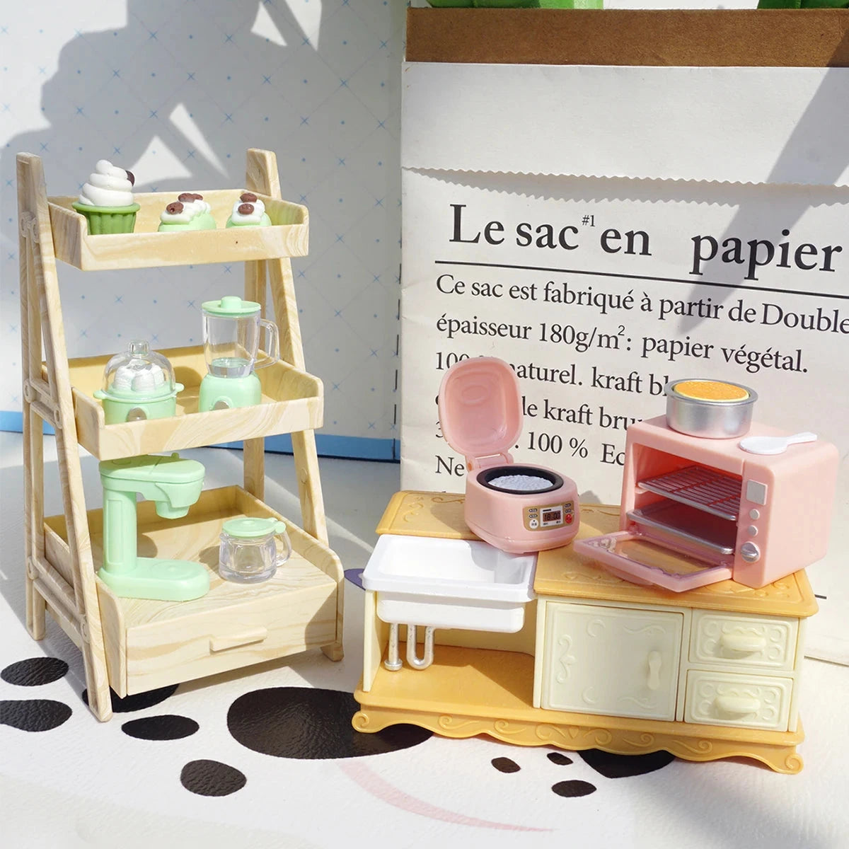 DIY Dollhouse Bear Biscuits 1/12 Miniature Furniture Toaster Oven Mixer Electronic Scale Model Set Kitchen Toys For Girl Gift Good Vibrations