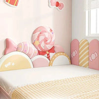 Cartoon Bed Head Board Headboard Kids Room Decor Aesthetic 3D Wall Stickers Anti-collision Wall Panels Home Decoration Good Vibrations