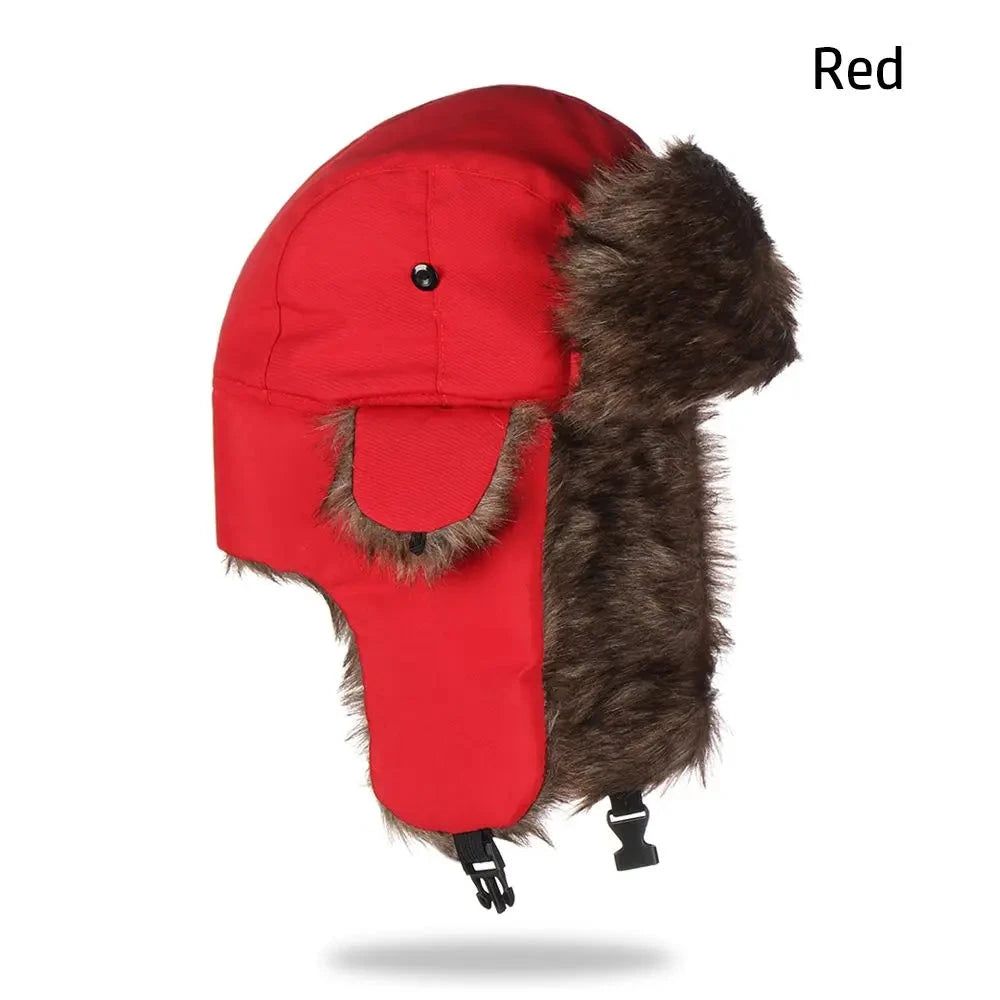 Men Women Trapper Bomber Hats Russian Ushanka Warm Winter Fur Earflap Hat Outdoor Sports Skiing Hunting Fishing Plush Cap Good Vibrations
