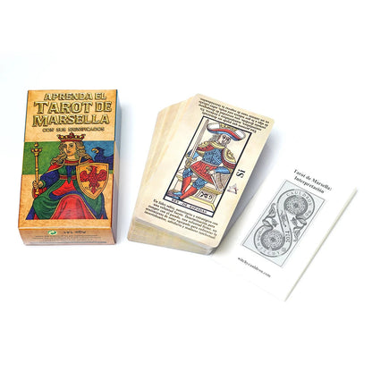 Spanish Marseille Tarot Deck Classic 78 Card Tarot Cards with Meanings Illustrated Guide Traditional European Fortune Telling Di Good Vibrations