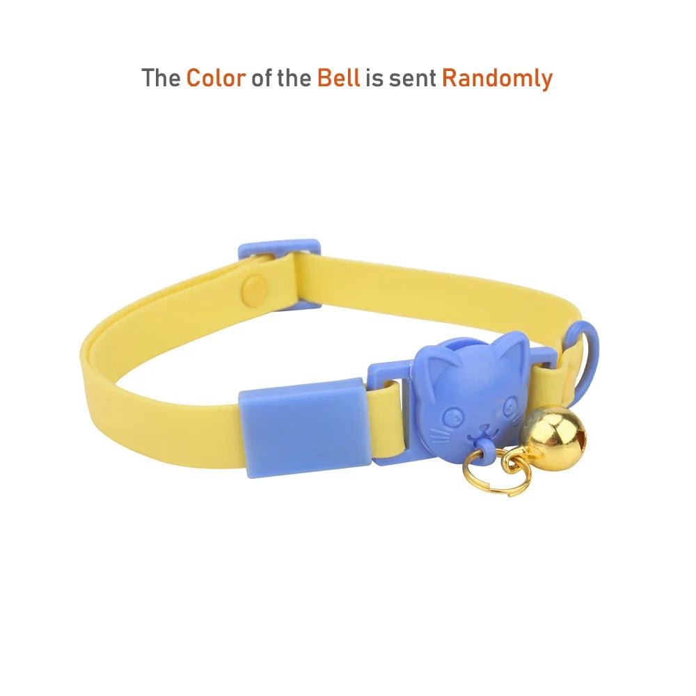 Pet Cat Bell Collar Dog Necklace PVC Waterproof Adjustable Kitten Candy Color Collar Festival Grooming Decorate Pet Supplies - Good Vibrations