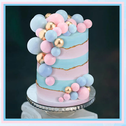 20Pcs Balls Cake Topper Pink Blue Gold Cake Balls Baking Decoration Birthday Wedding Anniversary Cake Picks Insert Toppers Decor Good Vibrations