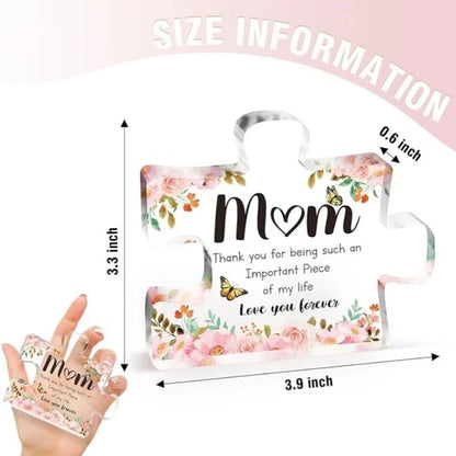 Gifts for Mom - Cute Engraved Acrylic Block Puzzle Piece - Adorable Mum Gift from Son, Daughter - Fun Christmas, Mothers Day, Good Vibrations