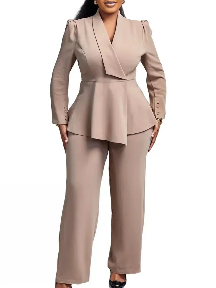 2 Piece Women Sets Plus Size  New Arrival Matching Two Pieces Sets Blazer Coat Top Pants Suits Outfits Clothing Good Vibrations