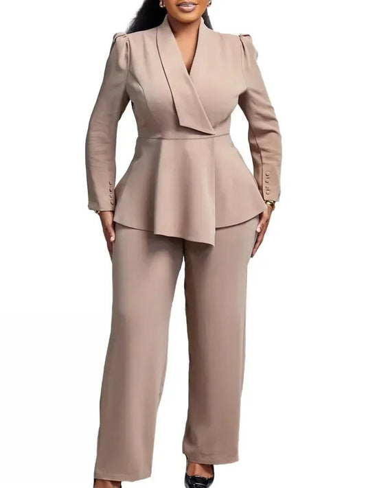 2 Piece Women Sets Plus Size  New Arrival Matching Two Pieces Sets Blazer Coat Top Pants Suits Outfits Clothing Good Vibrations