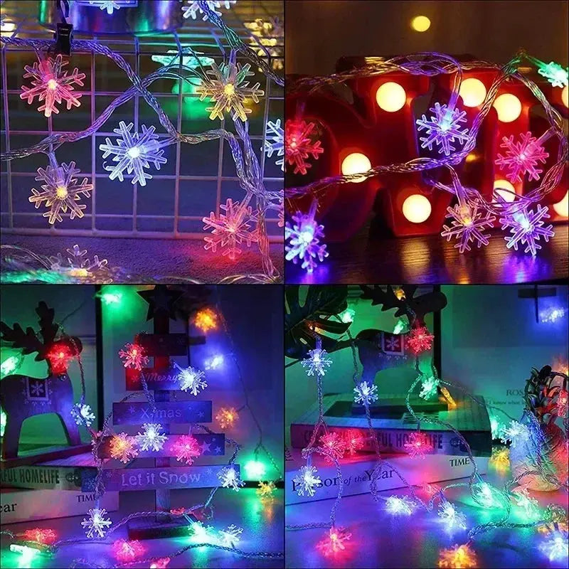 Christmas Tree Decorations 1M-30M LED Garland Holiday Snowflakes String Fairy Lights Ornaments for Home Party Noel Navidad 2026 Good Vibrations