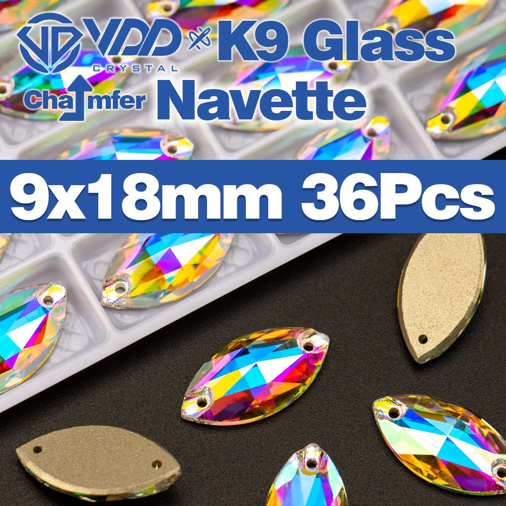 VDD Chamfer AAAAA Top Quality K9 Glass Sew On Rhinestones Sewing Crystal AB Flatback Stone For Clothes Accessories Wedding Dress Good Vibrations