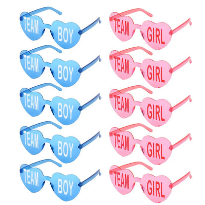 Baby Gender Reveal Party Team Boy Team Girl Glasses Decoration Supplies Blue and Pink Sunglasses Photo Props Guests Gift Favors Good Vibrations